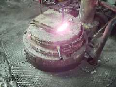 The furnace where the bronze is melted